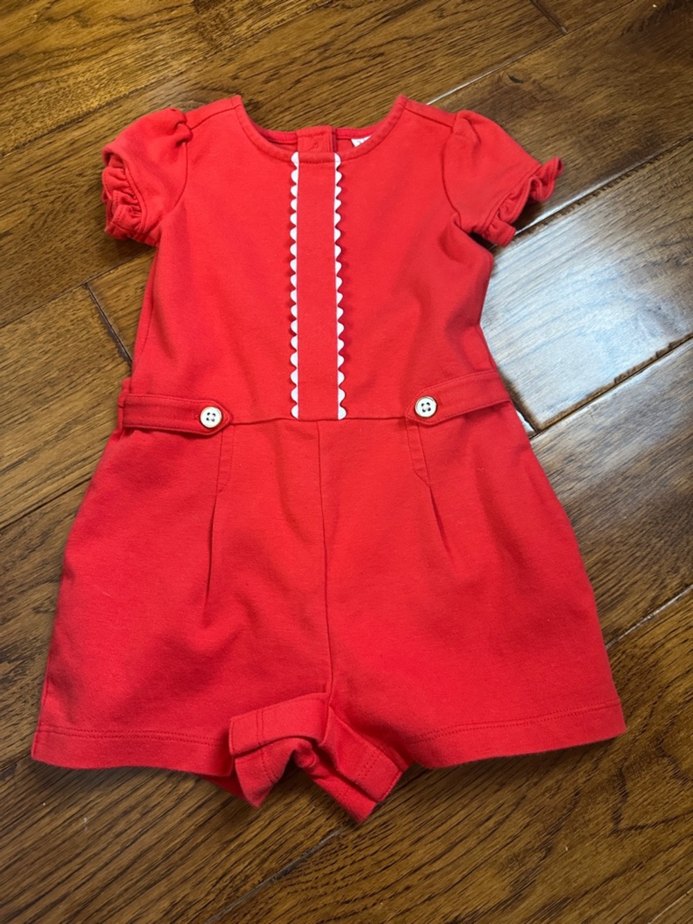 Girls Red Short Sleeve Romper